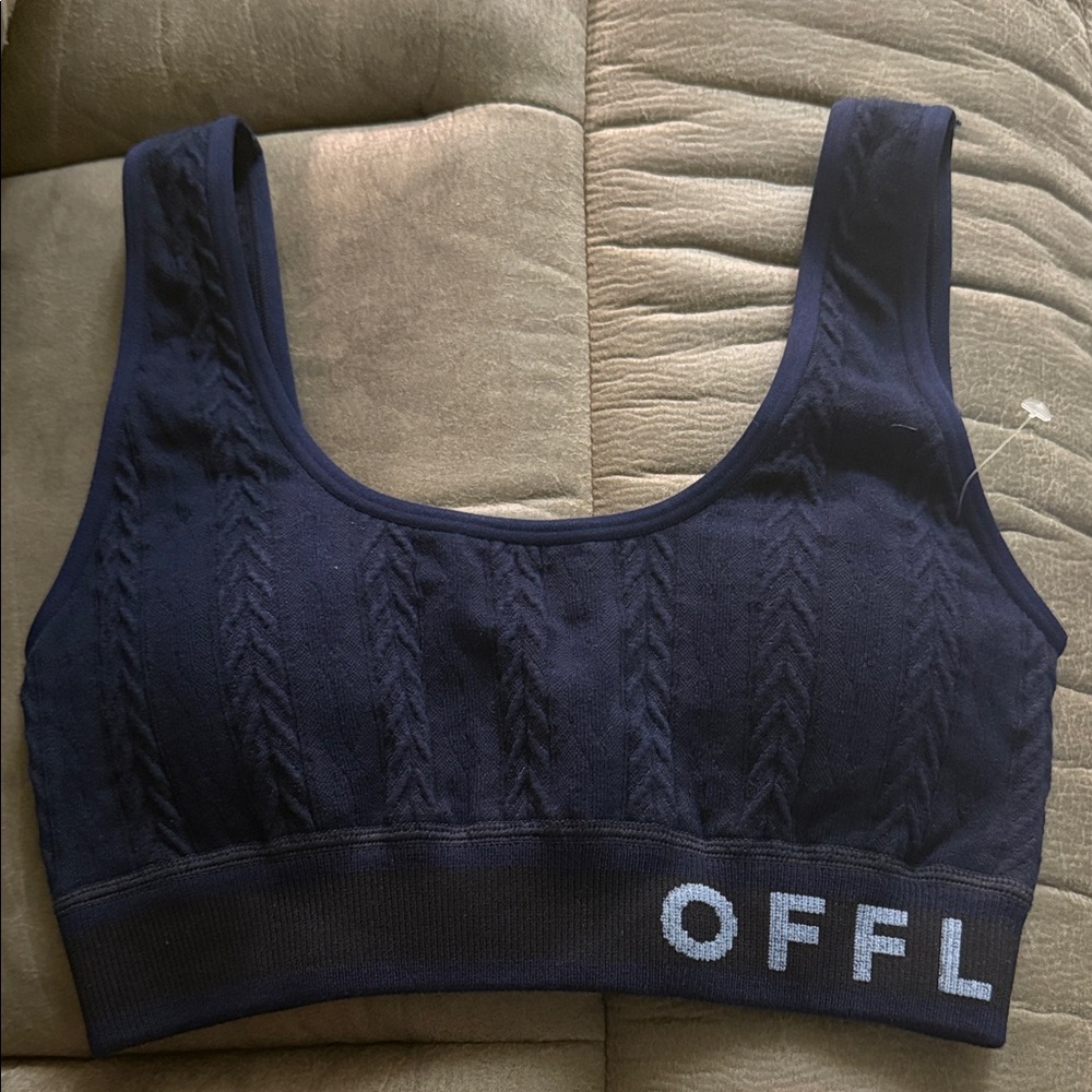 Aerie Dark Blue Textured Sports Bra